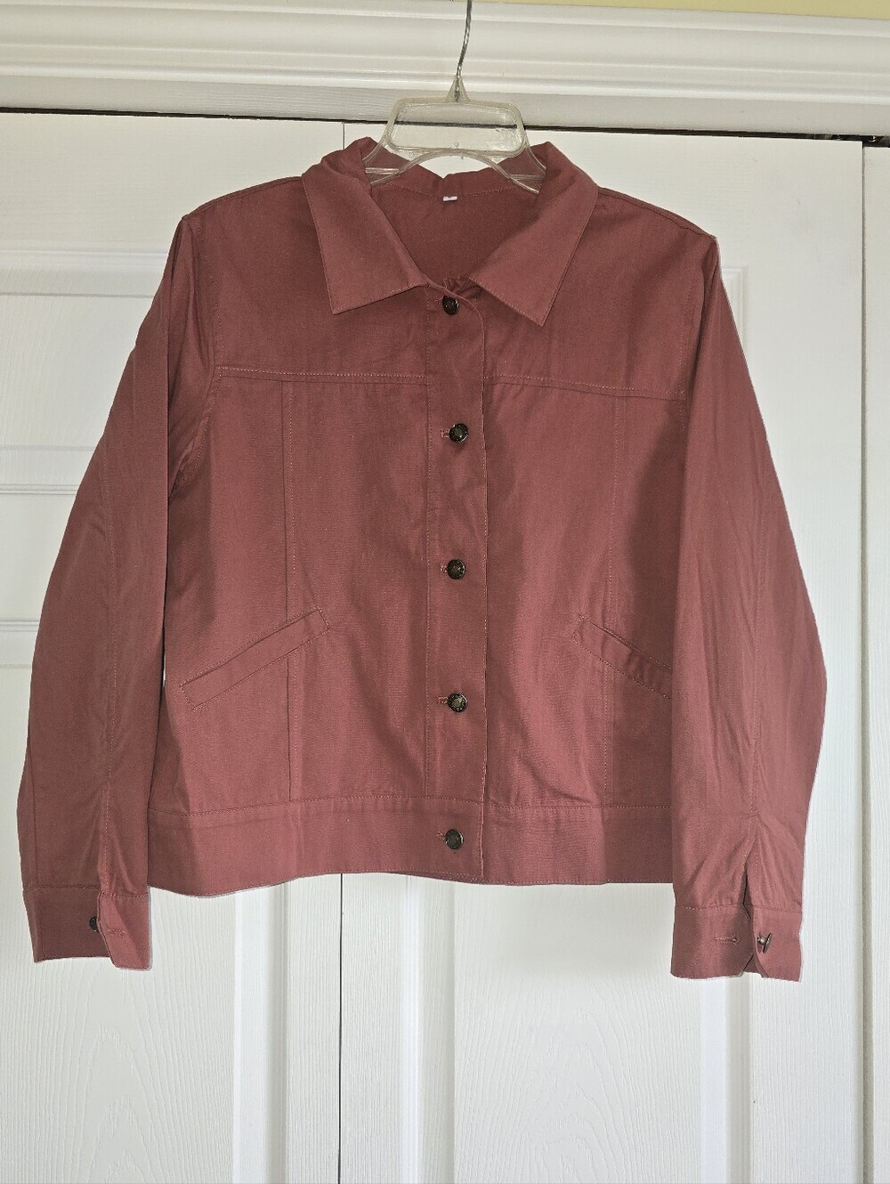 Classic Women's Dusty Rose Button-Front Lightweight Fashion Jacket